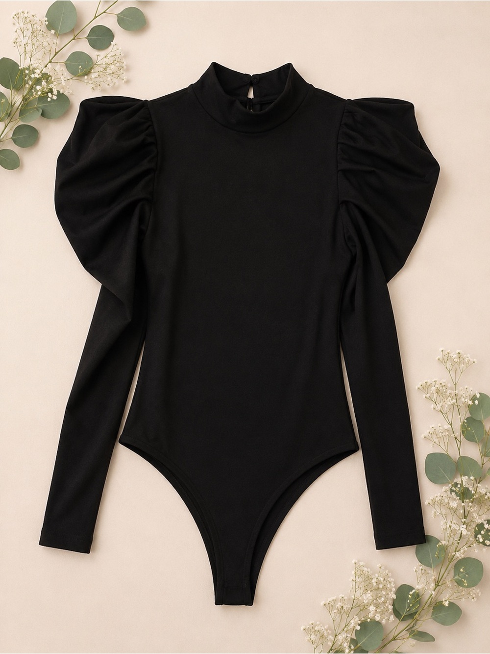 TCEC Faux Suede Puff Sleeve Bodysuit | NWT Statement Top